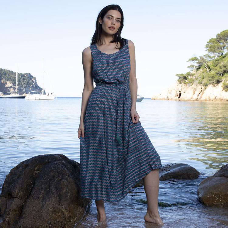 VESTIDO DONA lotus azul