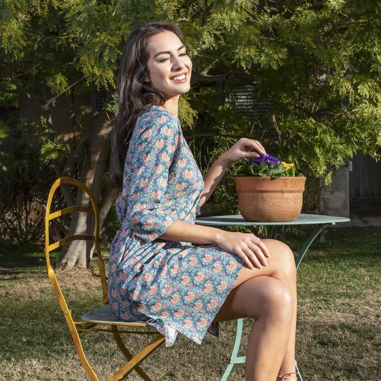 VESTIDO JUNE flor azul