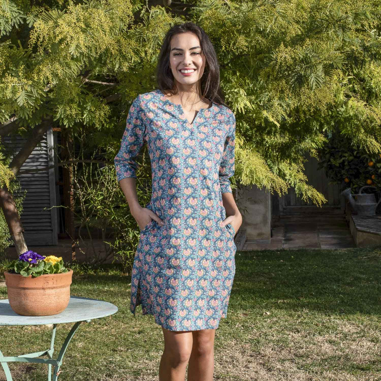 VESTIDO JUNE flor azul