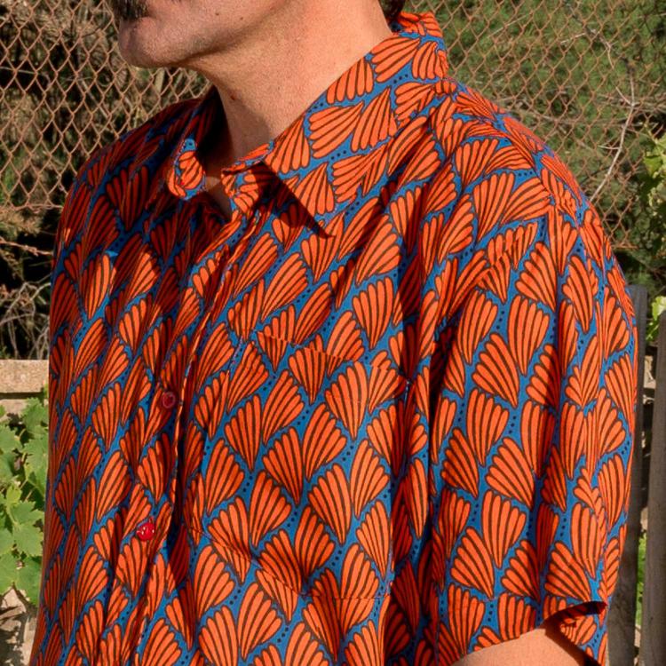 CAMISA ELVIS m/c rayón hecta naranja