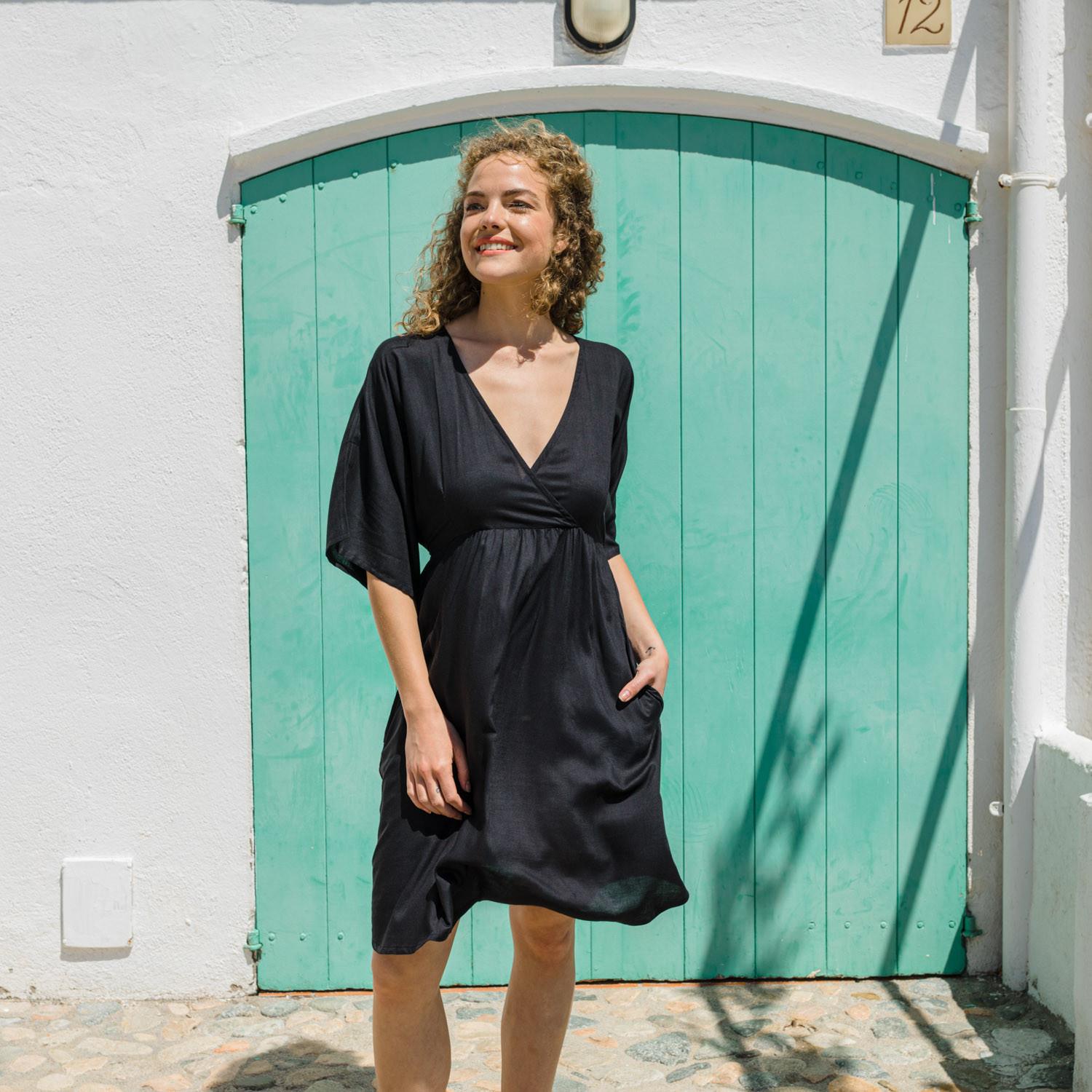 VESTIDO AREN viscosa slub NEGRO