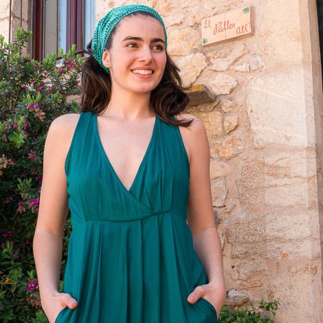 VESTIDO KAI largo viscosa slub VERDE