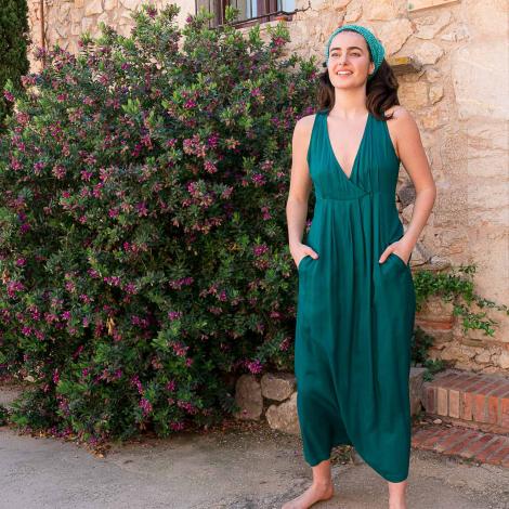 VESTIDO KAI largo viscosa slub VERDE