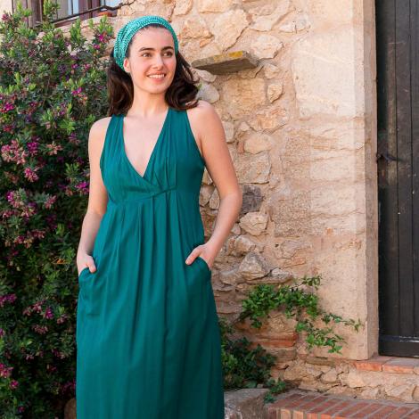 VESTIDO KAI largo viscosa slub VERDE