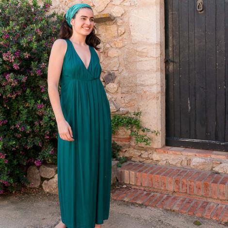VESTIDO KAI largo viscosa slub VERDE