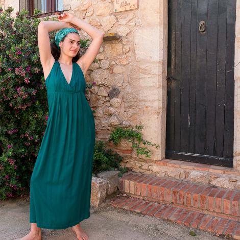 VESTIDO KAI largo viscosa slub VERDE