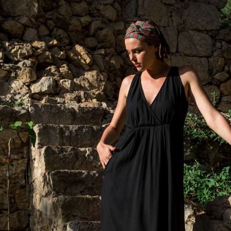 VESTIDO KAI largo viscosa slub NEGRO