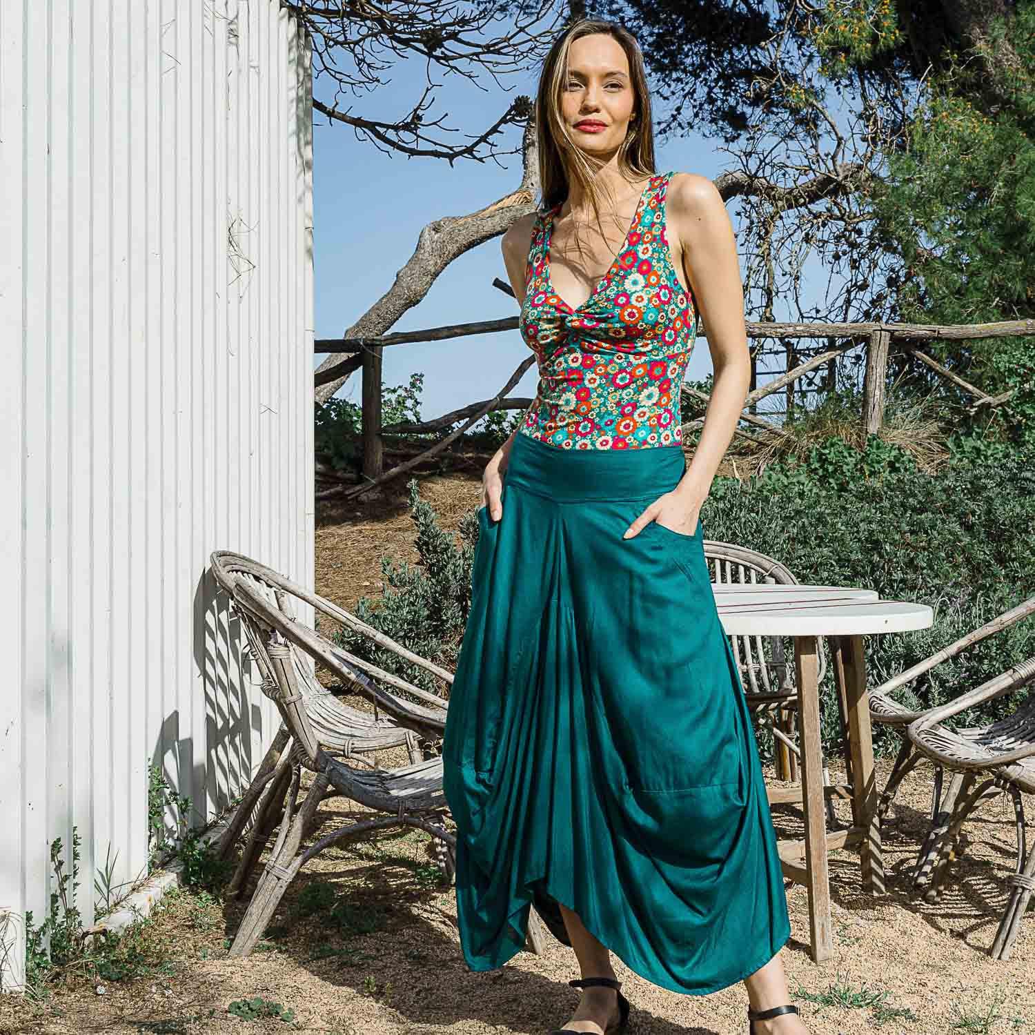 FALDA SANSA slub-VARIOS COLORES