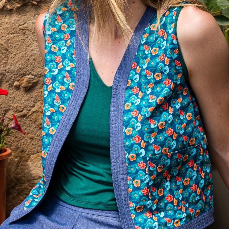 top CHALECO VESTY PLANT azul