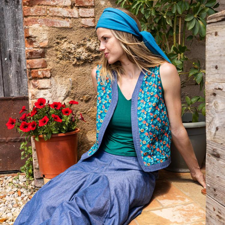 top CHALECO VESTY PLANT azul