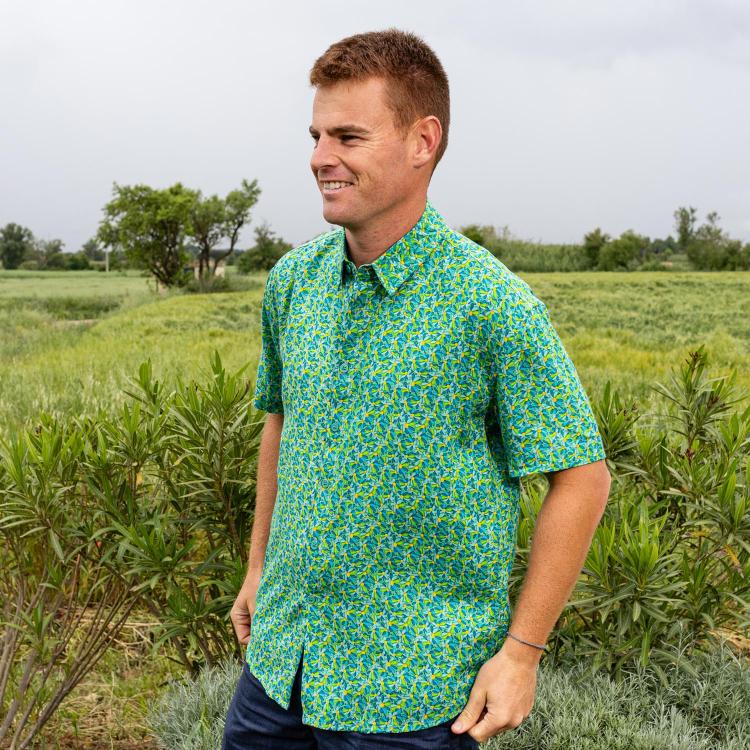 camisa SERGI m/c rayón FLORES