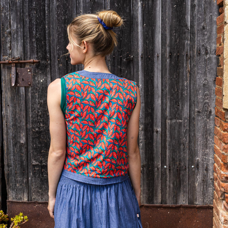 top CHALECO VESTY BERRY coral