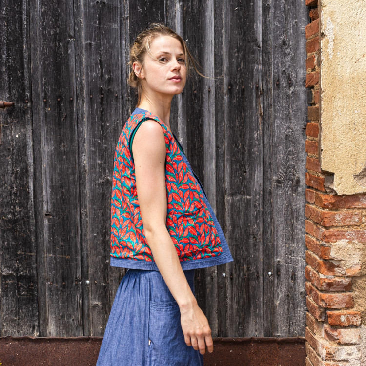 top CHALECO VESTY BERRY coral
