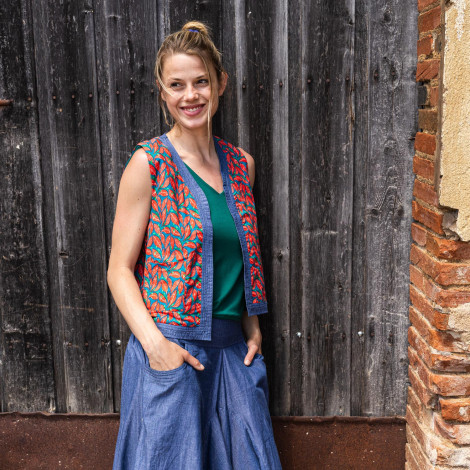 top CHALECO VESTY BERRY coral