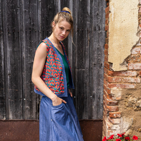 top CHALECO VESTY BERRY coral