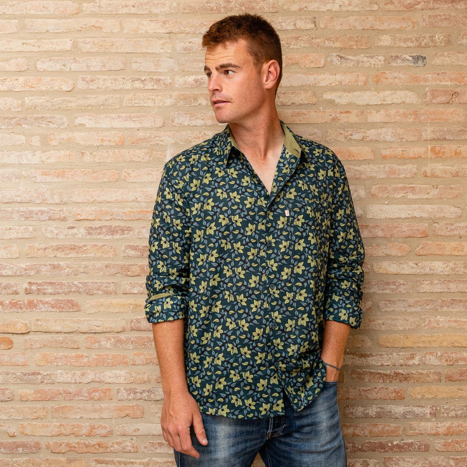 camisa GUIM m/larga algodón 17 mostaza