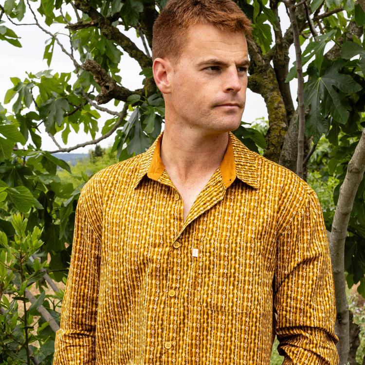 camisa GUIM m/larga algodón 7 mostaza