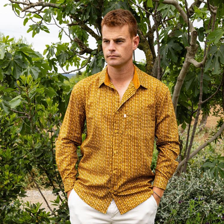 camisa GUIM m/larga algodón 7 mostaza