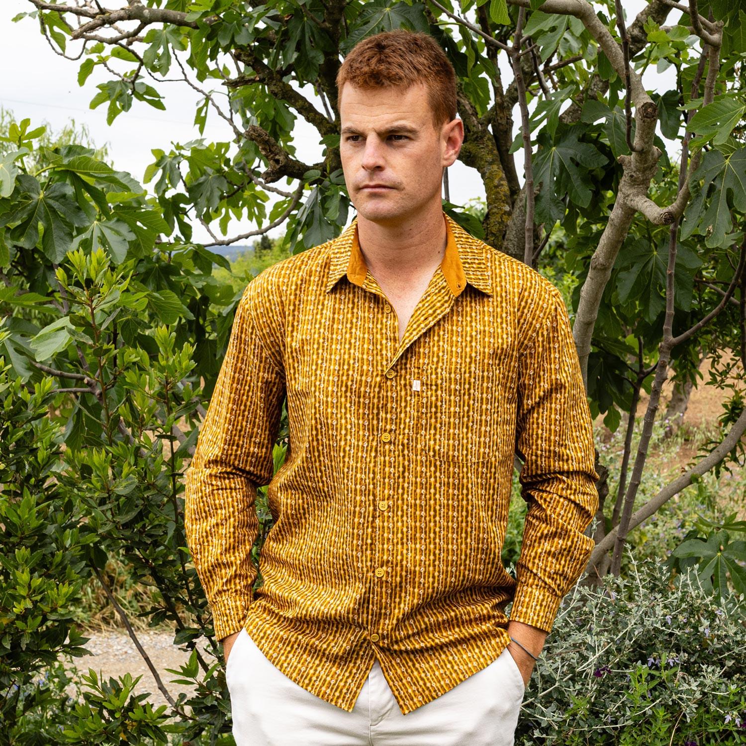 camisa GUIM m/larga algodón 7 mostaza