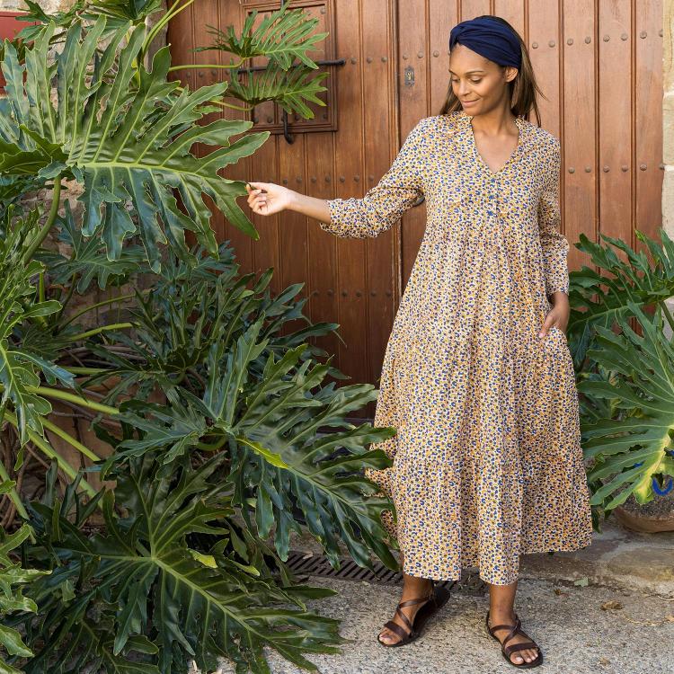 Vestido GURU algodón block print (varios estampados)