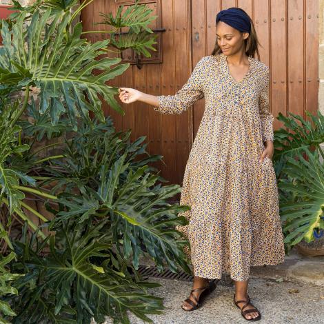 Vestido GURU algodón block print (varios estampados)