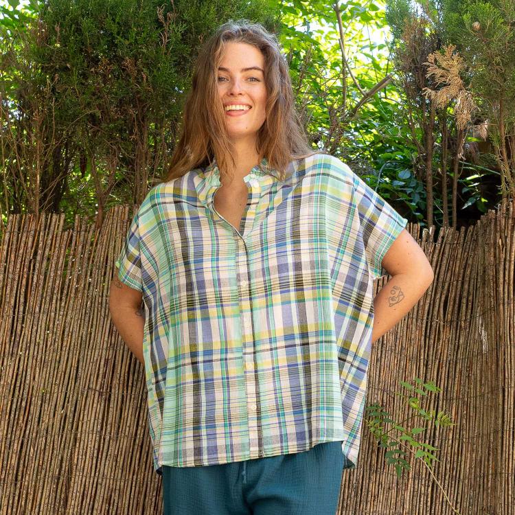 Top SATABI algodón MADRAS (varios colores)