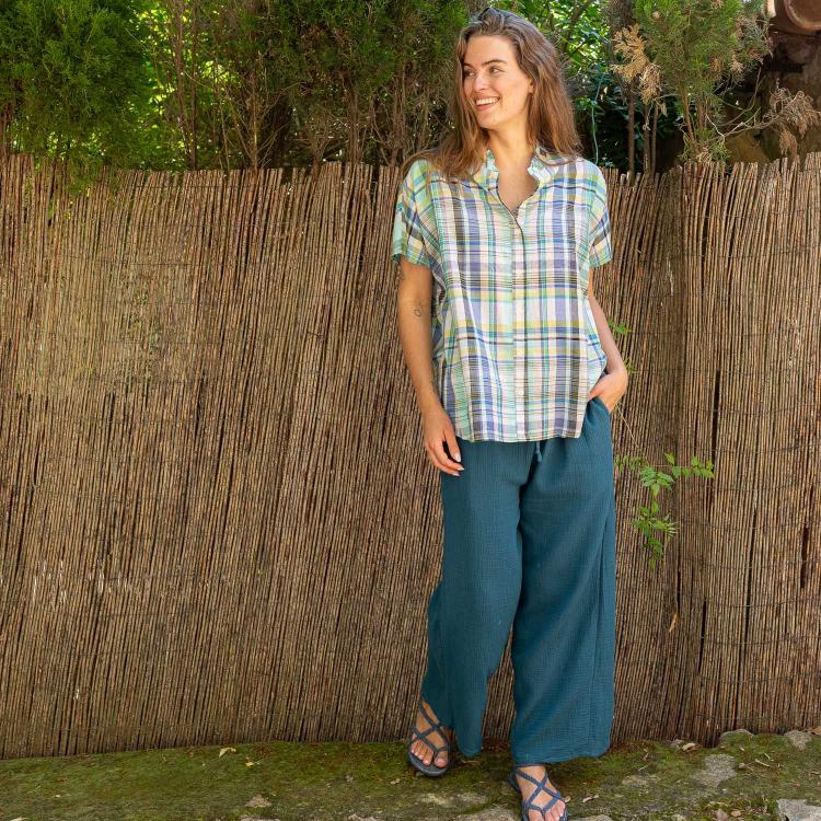 Top SATABI algodón MADRAS (varios colores)