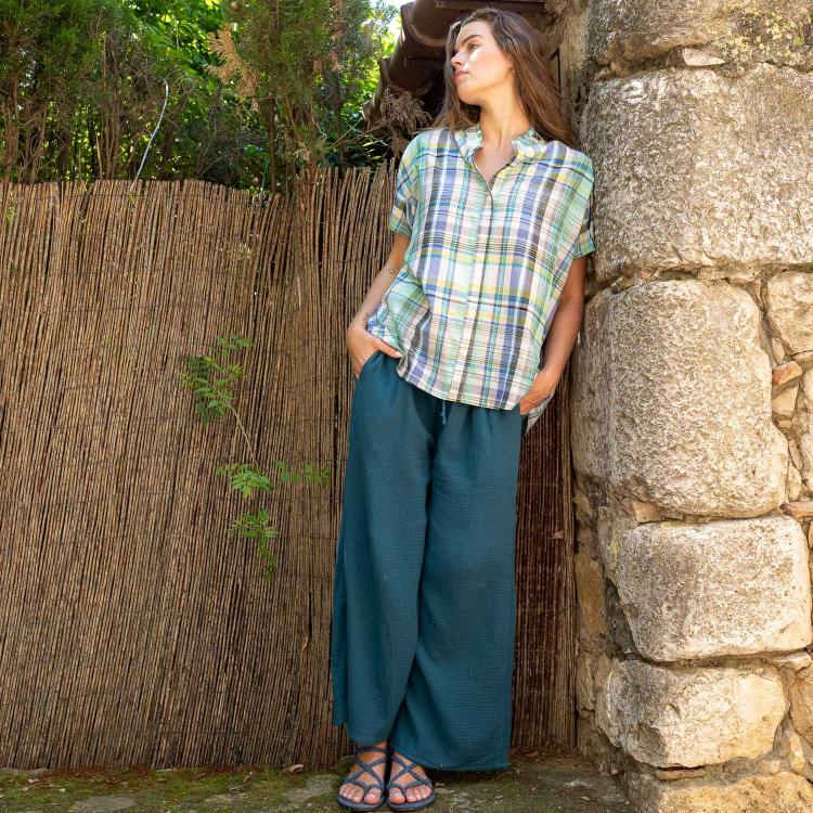 Top SATABI algodón MADRAS (varios colores)