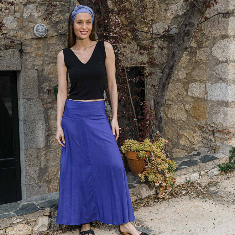 FALDA URSULA viscosa slub lisa VARIOS COLORES